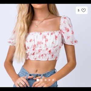 Princess Polly Tops - Princess Polly Floral Mood Top Off White Princess Polly Tops - Princess Polly Floral Mood Top Off White